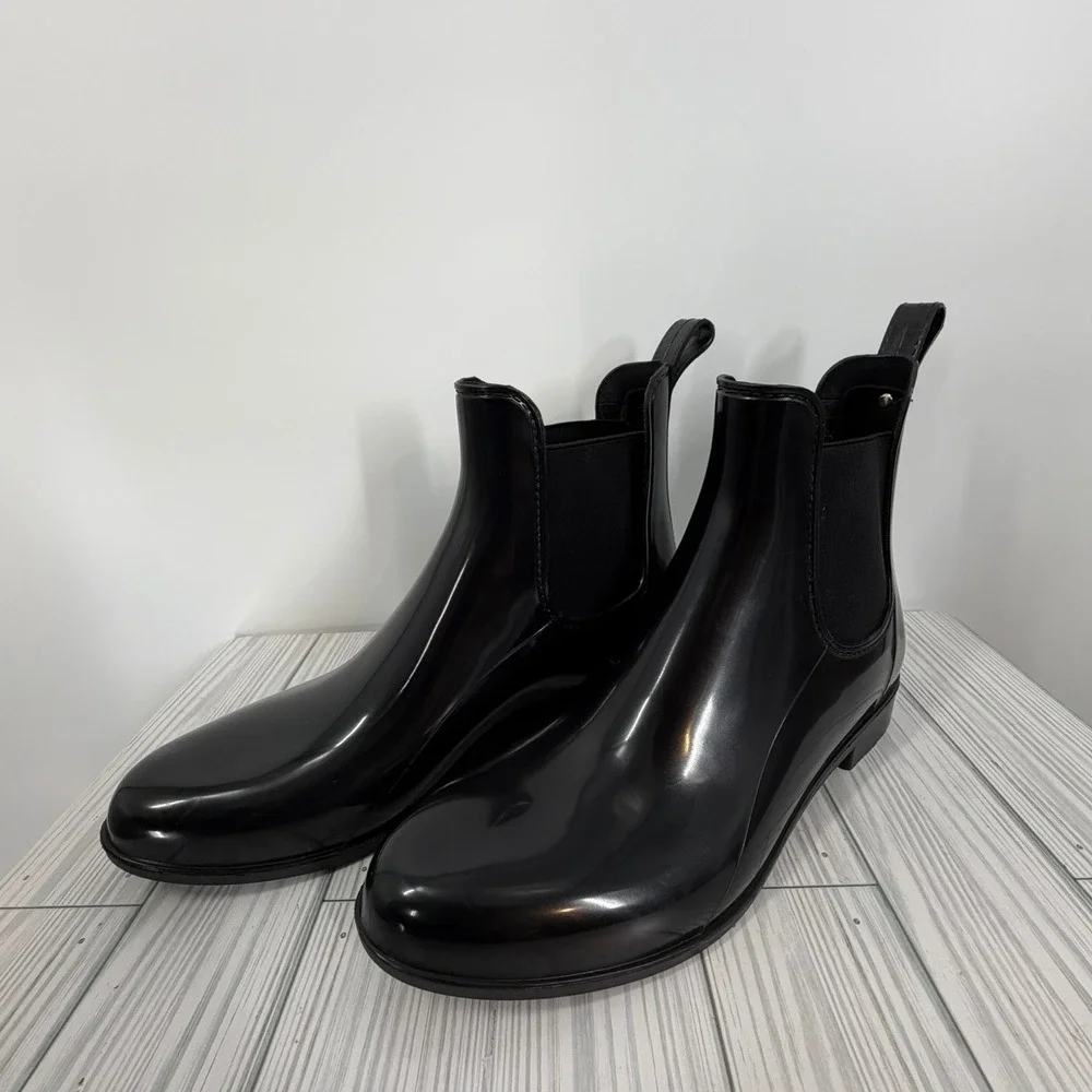 Sam Edelman Boots Booties Black Tinsley Rubber Rain Ankle Women's Size 10
